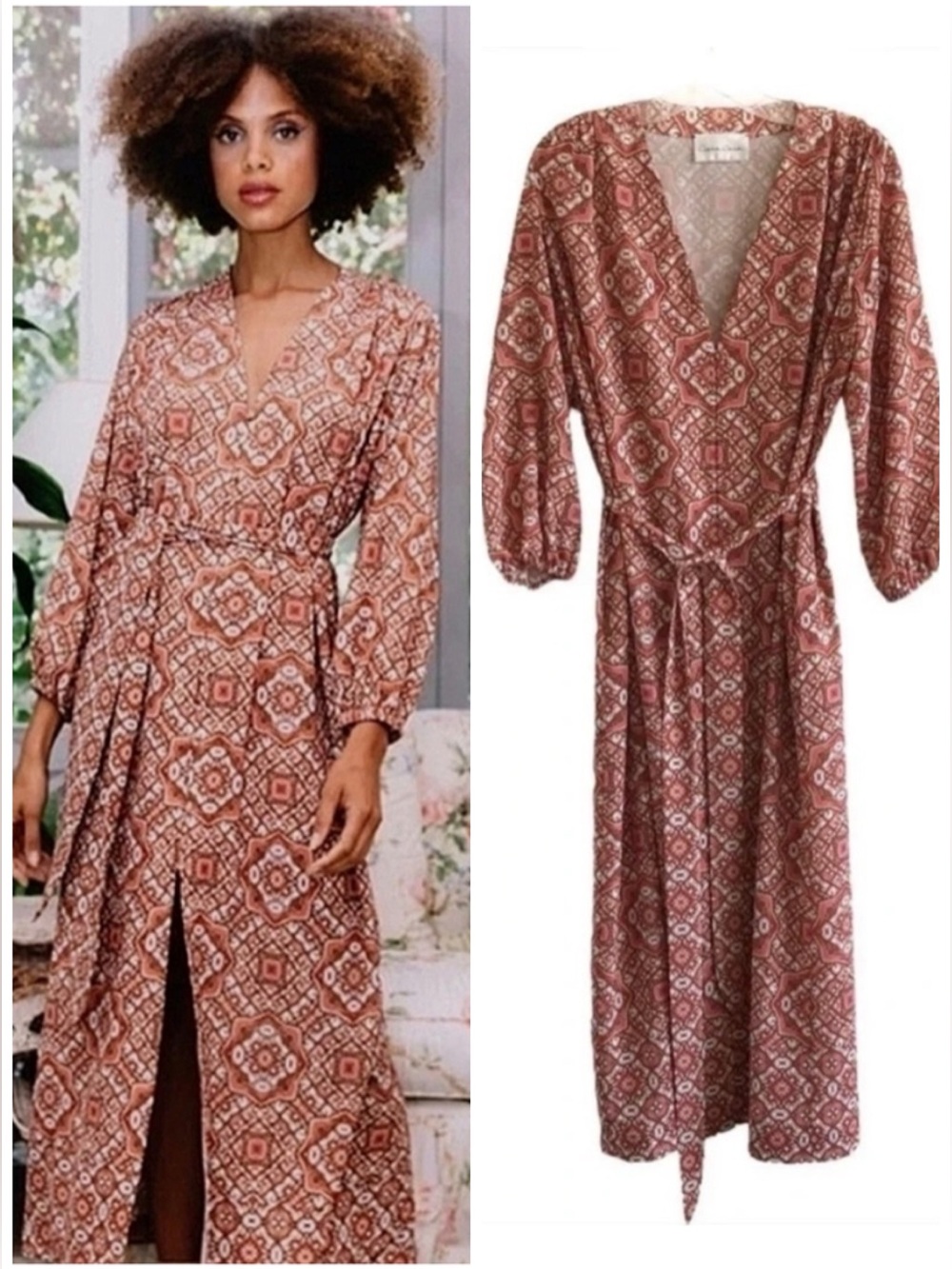 Cara Cara Paris Midi Dress Moroccan Tile Spice